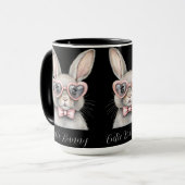 Konijn met hartbril mok | Cute dier koffie (Voorkant links)