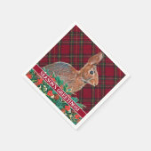 Konijn met Holly Berries en Plaid Servet (Hoek)