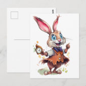 Konijn met horloge briefkaart (Voorkant / Achterkant)