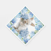 Konijn met Hydrangea Bloemen Servet (Hoek)