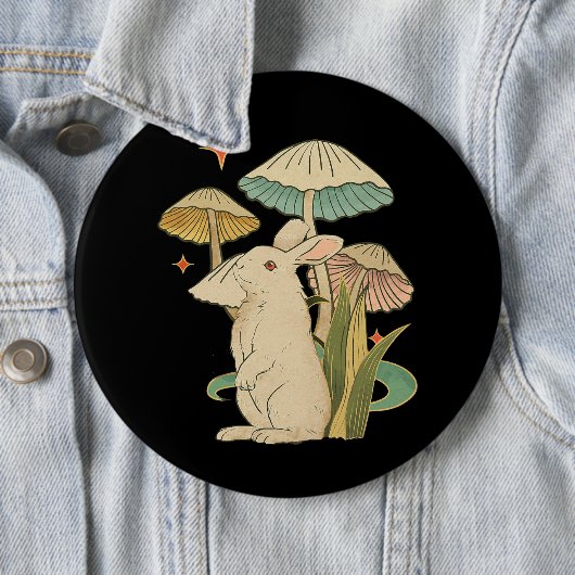 Konijn met katoenkern esthetisch konijn op muizen ronde button 6,0 cm (In situ)