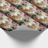 Konijn met kerstmis met Pointsettias Cadeaupapier (Hoek)