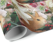 Konijn met kerstmis met Pointsettias Cadeaupapier (Rol Hoek)