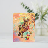 KONIJN MET KLEURRIJKE PAASEIEREN FEESTDAGENKAART (Staand voorkant)