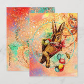 KONIJN MET KLEURRIJKE PAASEIEREN FEESTDAGENKAART (Voorkant / Achterkant)