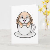 Konijn met koffie kaart (Gele Bloem)