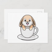 Konijn met koffiekopje briefkaart (Voorkant / Achterkant)