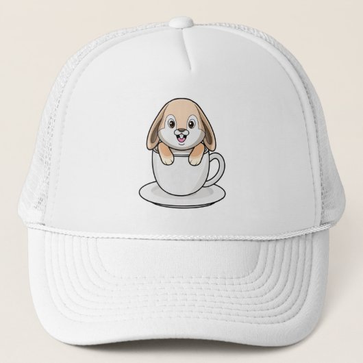 Konijn met koffiekopje trucker pet (Voorkant)