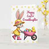 Konijn Met Kruiwagen Kaart (Gele Bloem)