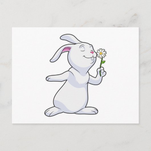 Konijn met Madeliefje Briefkaart (Voorkant)