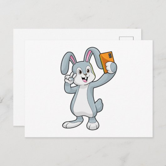 Konijn met mobiele telefoon briefkaart (Voorkant / Achterkant)
