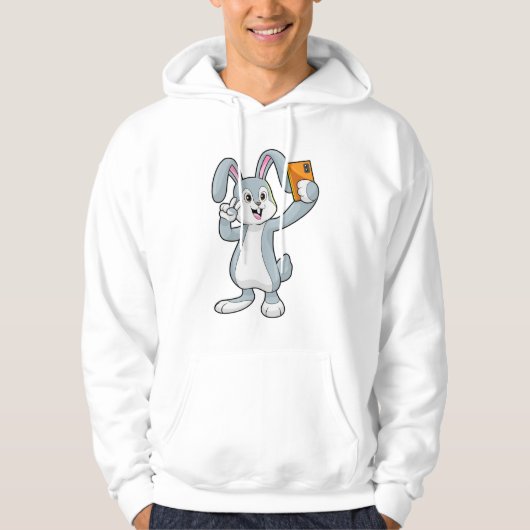 Konijn met mobiele telefoon hoodie (Voorkant)