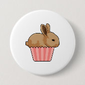 Konijn met Muffin Ronde Button 7,6 Cm (Voorkant)