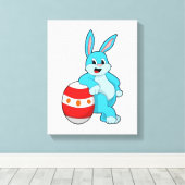 Konijn met paasei canvas afdruk (Insitu (Houten vloer))