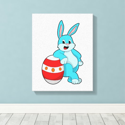 Konijn met paasei canvas afdruk (Insitu (Houten vloer))