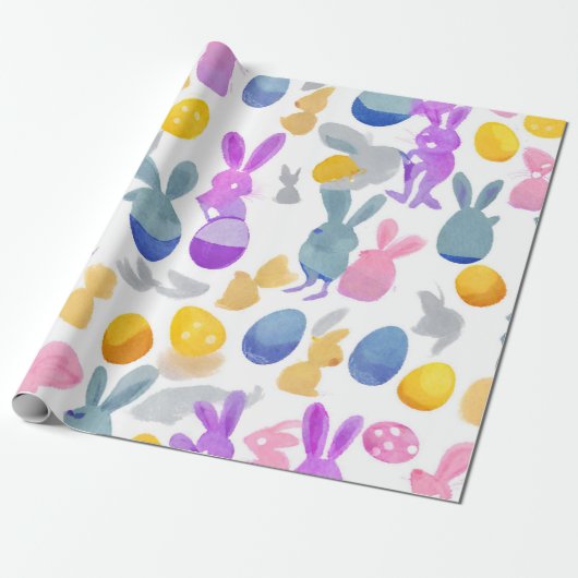 Konijn met paaseieren cadeaupapier (Uitgerold)