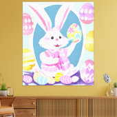Konijn met paaseieren canvas afdruk (Insitu (Woonkamer))