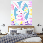 Konijn met paaseieren canvas afdruk (Insitu (Slaapkamer))