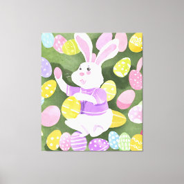 Konijn met paaseieren canvas afdruk