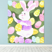 Konijn met paaseieren canvas afdruk (Insitu (Houten vloer))