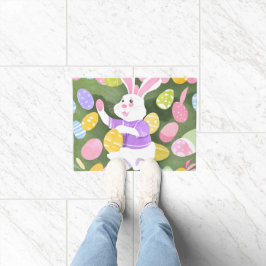 Konijn met paaseieren deurmat