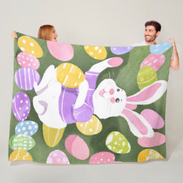 Konijn met paaseieren fleece deken