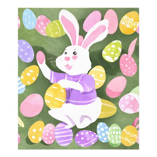 Konijn met paaseieren foto afdruk (Voorkant)