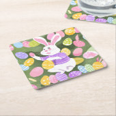 Konijn met paaseieren kartonnen onderzetters (Schuin)