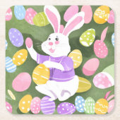 Konijn met paaseieren kartonnen onderzetters (Voorkant)