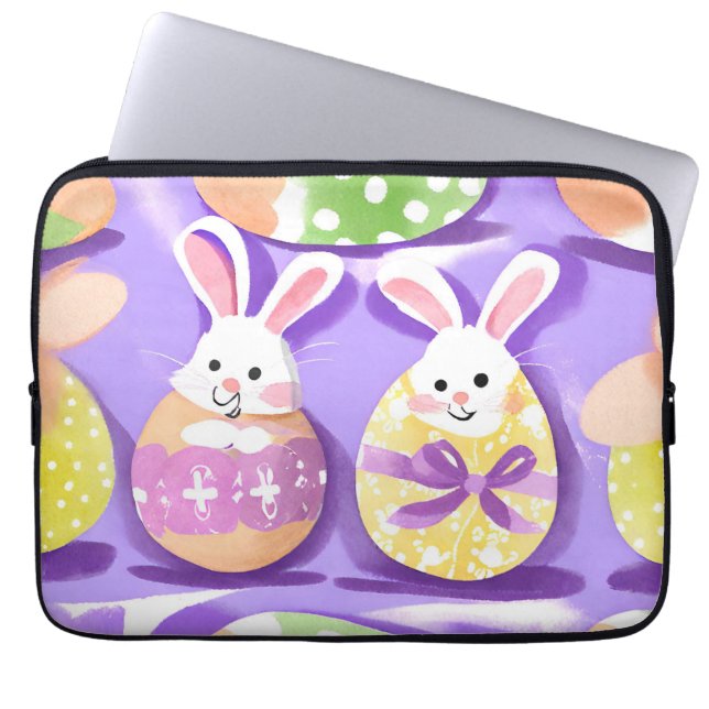 Konijn met paaseieren laptop sleeve (Voorkant)