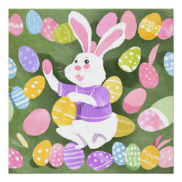 Konijn met paaseieren perfect poster