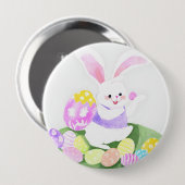 Konijn met paaseieren ronde button 4,0 cm (Voorkant /achterkant)