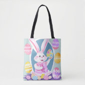 Konijn met paaseieren tote bag (Voorkant)