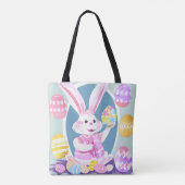 Konijn met paaseieren tote bag (Achterkant)
