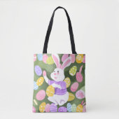 Konijn met paaseieren tote bag (Voorkant)