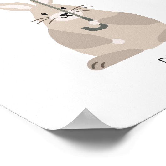 Konijn met paraplu aangepaste naam kinderkamer muu poster (Hoek)