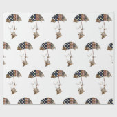 Konijn met paraplu inpakpapier (Vlak)