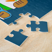 Konijn met pet puzzel met de naam van het kind. legpuzzel (Zijkant)