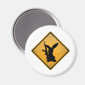 Konijn met Pistool Waarschuwingsbord Magneet (Voorkant / Achterkant)