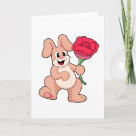 Konijn met rode roos kaart