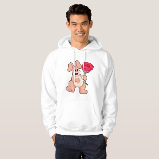 Konijn met rode Rose Hoodie (Voorkant volledig)