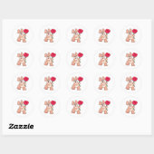 Konijn met rode Rose Ronde Sticker (Vel)
