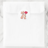 Konijn met rode Rose Ronde Sticker (Tas)