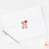 Konijn met rode Rose Ronde Sticker (Envelop)