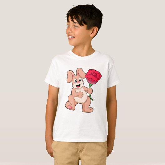 Konijn met rode Rose T-shirt (Voorkant volledig)