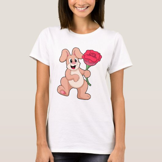 Konijn met rode Rose T-shirt (Voorkant)