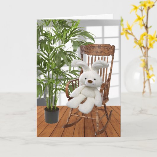 Konijn met rolstoel kaart (Gele Bloem)