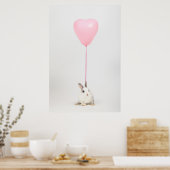 Konijn met roze ballon poster (Keuken)