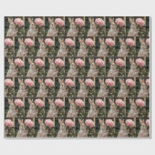 Konijn met roze pioen cadeaupapier (Vlak)