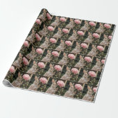 Konijn met roze pioen cadeaupapier (Uitgerold)